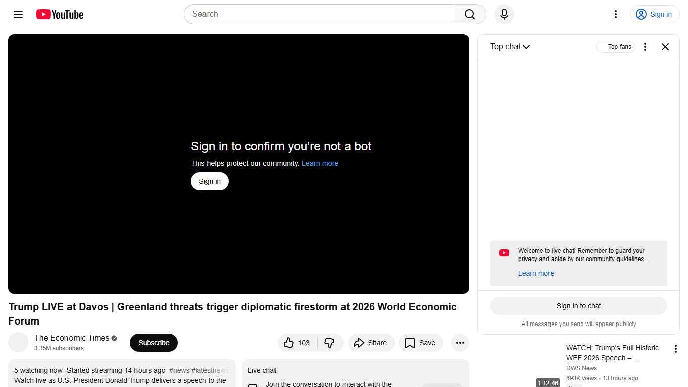 Trump LIVE at Davos | Greenland threats trigger diplomatic firestorm at 2026 World Economic Forum - YouTube